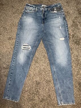 Edgely 90’s Taper High Rise Studded and Distressed Tapered Jean Size 12